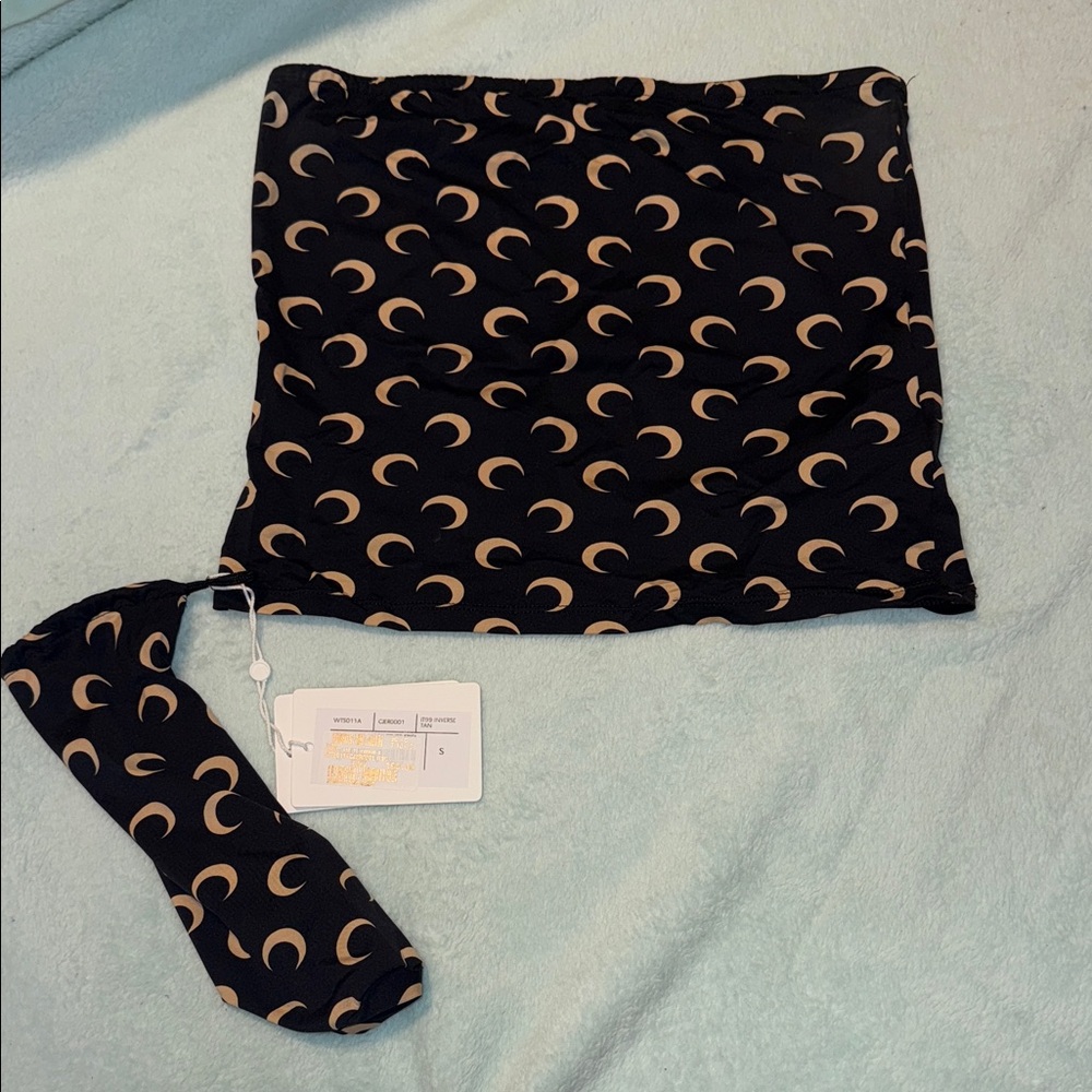 100% Authentic Marine Serre Black&Cream Crescent Strapless Moon Top Size Small